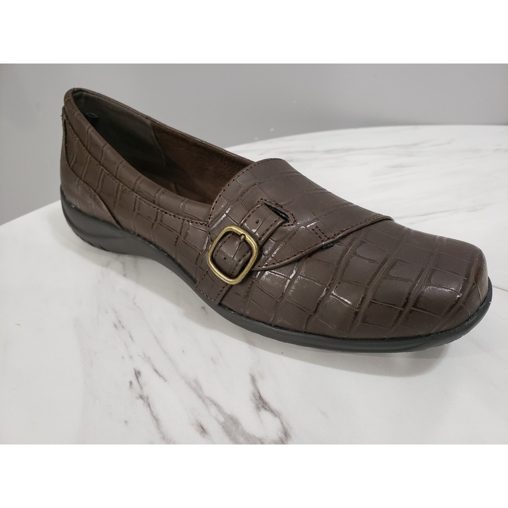 NEW‎ 9.5 NARROW NO BOX Shoes Loafer Sneaker Faux Croco Brown Cinnamon Comfort